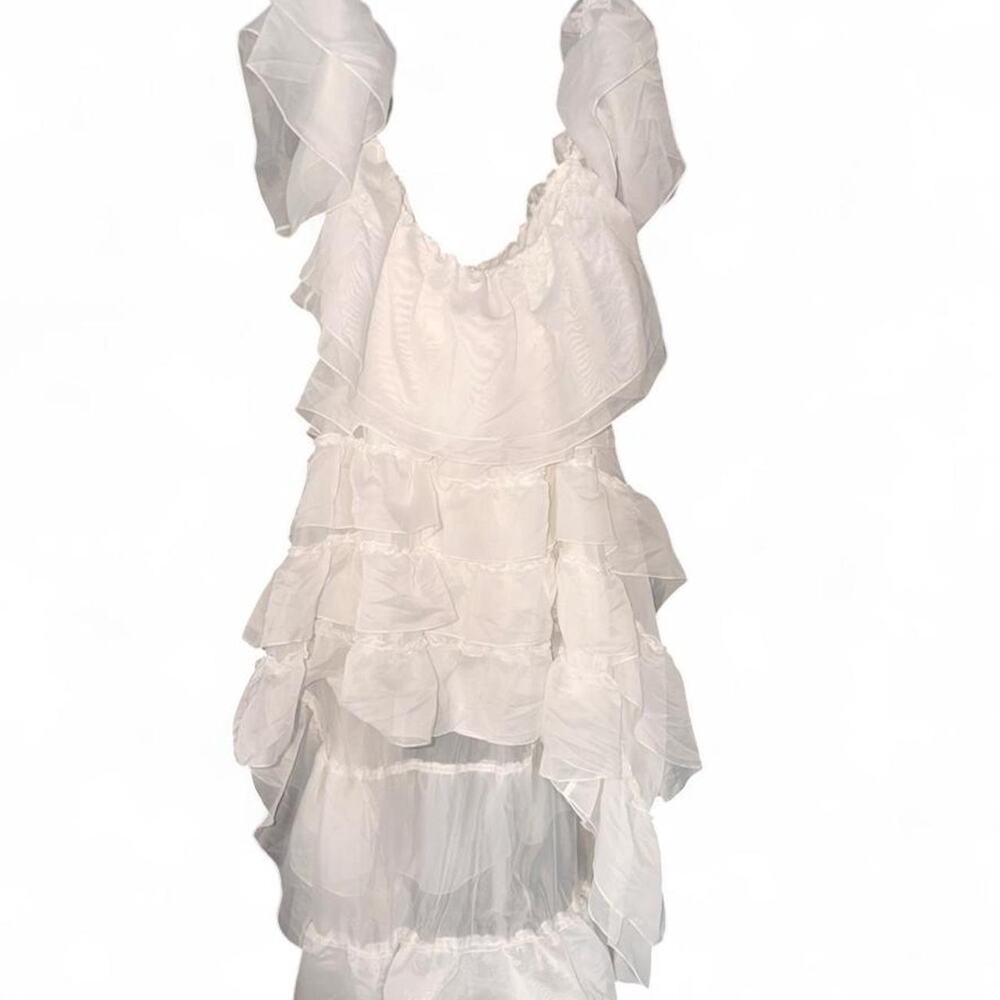 Show Me Your Mumu White Ruffled Layered High Low Dress Bridal Costume Party XXL